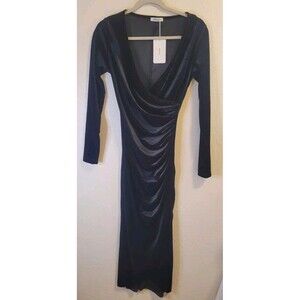 Dirass Women’s Black Bodycon Maxi Long Sleeve Dress Size Small